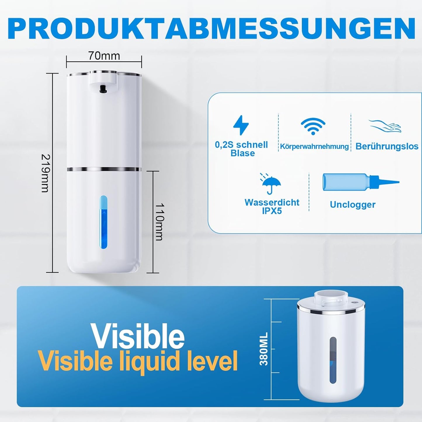 380ml Touchless Automatic Soap Dispenser with Adjustable Volume