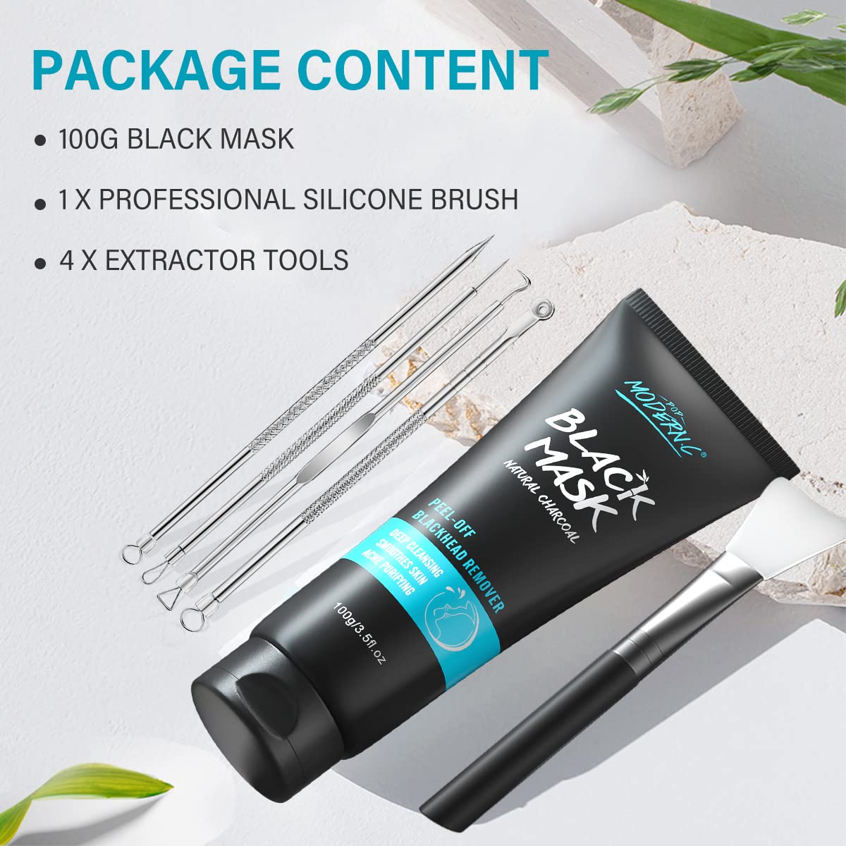 Charcoal Peel-Off Blackhead Remover Mask Kit with Tools