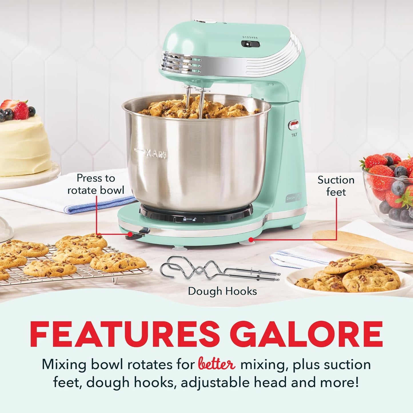 6-Speed Stand Mixer with 3 Qt Stainless Steel Bowl & Attachments