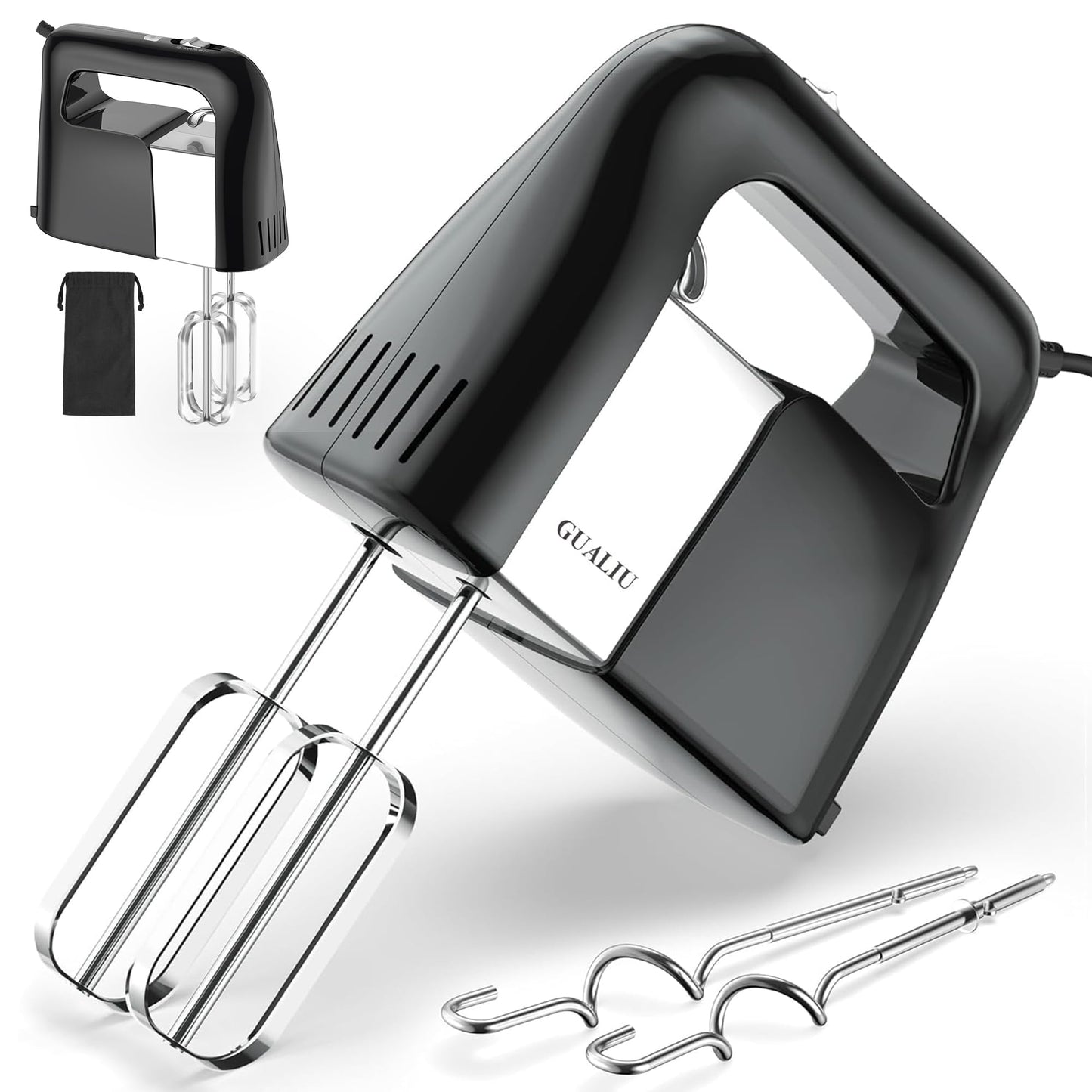 450W Electric Hand Mixer with 5 Speeds & Stainless Steel Attachments