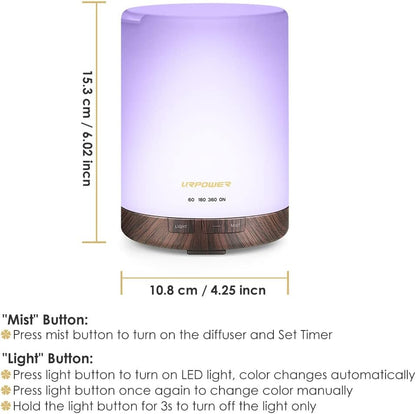 300ml Ultrasonic Essential Oil Diffuser with LED Night Light & Auto Shut-Off