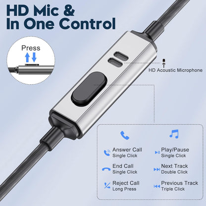 3.5mm Wired Earbuds with Microphone & Heavy Bass
