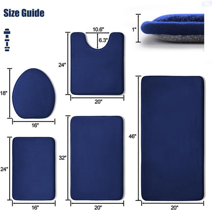 5-Piece Memory Foam Bathroom Rug Set
