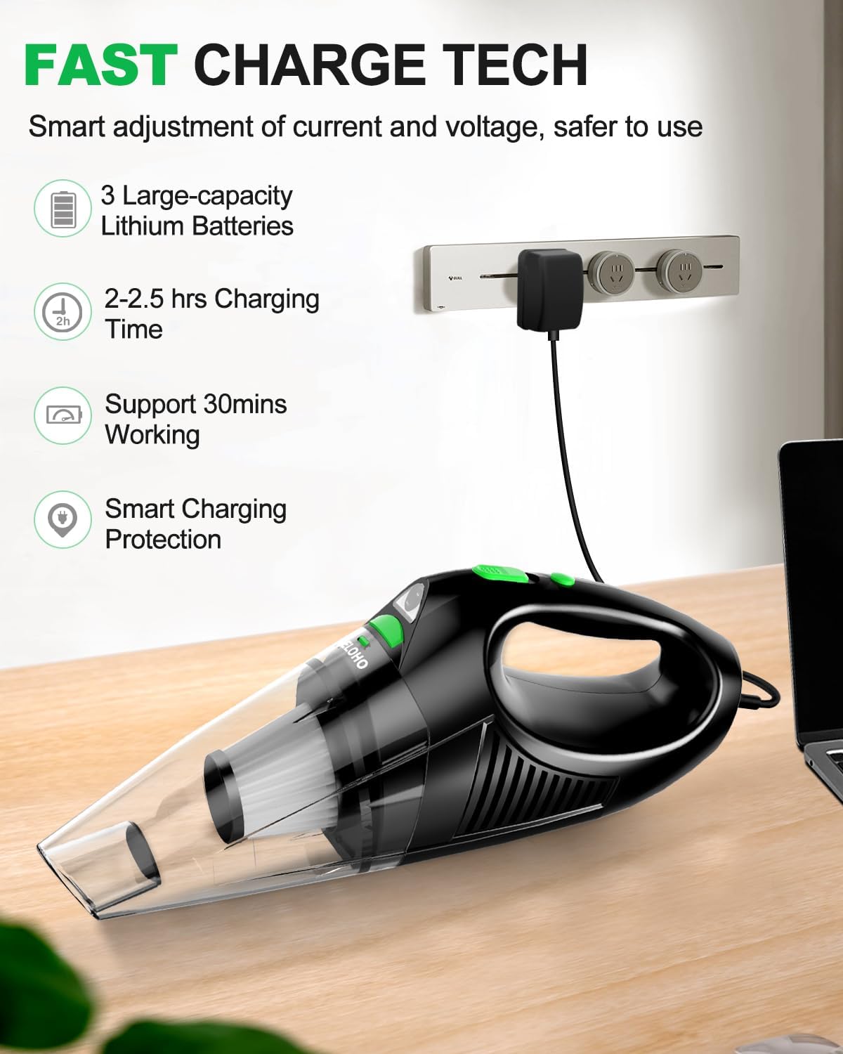 120W Cordless Handheld Vacuum Cleaner with LED Light & HEPA Filter