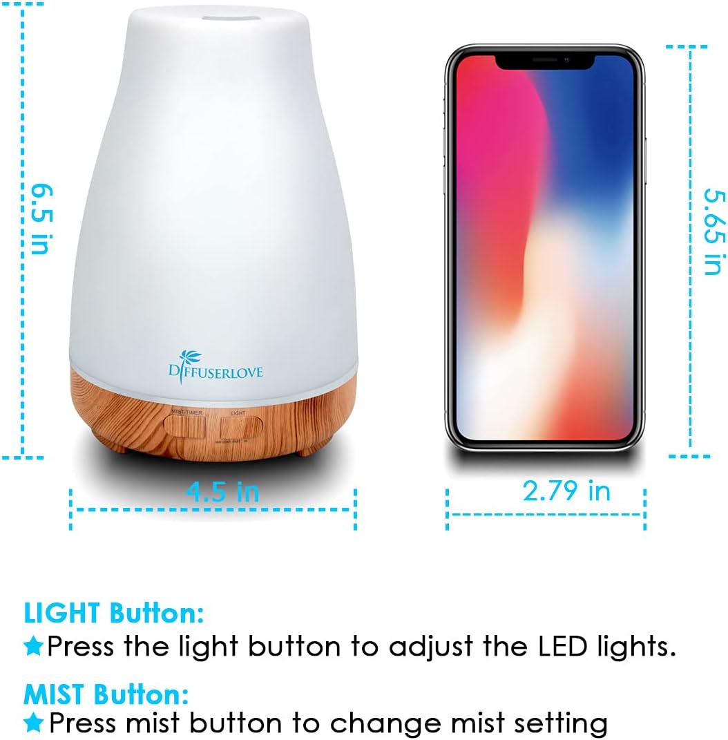 300ml Essential Oil Diffuser with Remote Control & 7-Color LED Light