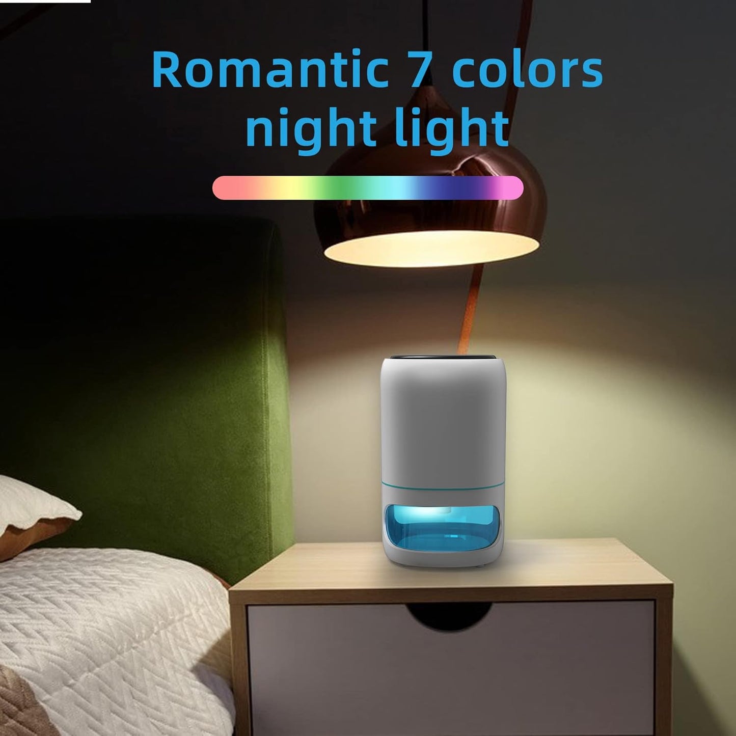 1000ml Mini Dehumidifier with Air Purifier & 7-Color LED Light
