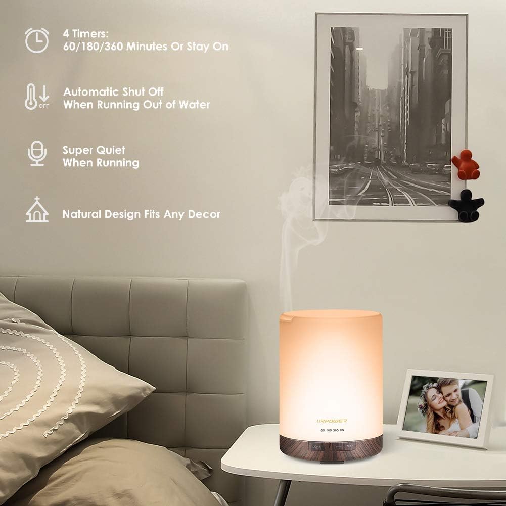 300ml Ultrasonic Essential Oil Diffuser with LED Night Light & Auto Shut-Off
