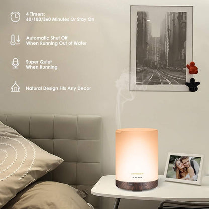 300ml Ultrasonic Essential Oil Diffuser with LED Night Light & Auto Shut-Off