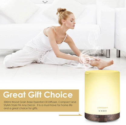 300ml Ultrasonic Essential Oil Diffuser with LED Night Light & Auto Shut-Off