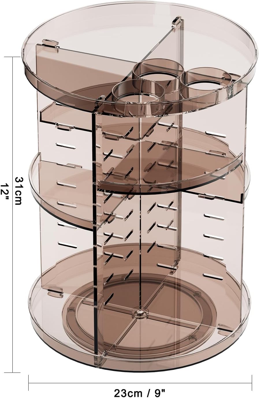 Rotating Makeup Organizer with Adjustable Trays