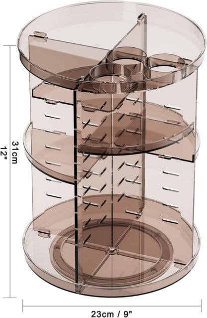 Rotating Makeup Organizer with Adjustable Trays