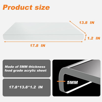 Clear Acrylic Cutting Board with Counter Lip & Non-Slip Base