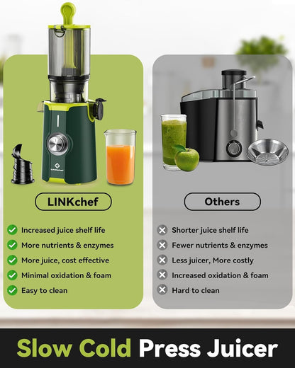 200W Cold Press Juicer with 4.35-Inch Wide Feed Chute