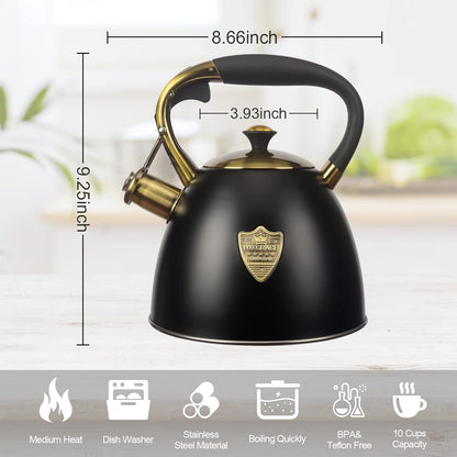 2.9-Quart Stainless Steel Whistling Tea Kettle for Stovetop