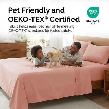King Size Pleated Microfiber Sheet Set with 21-Inch Extra Deep Pockets