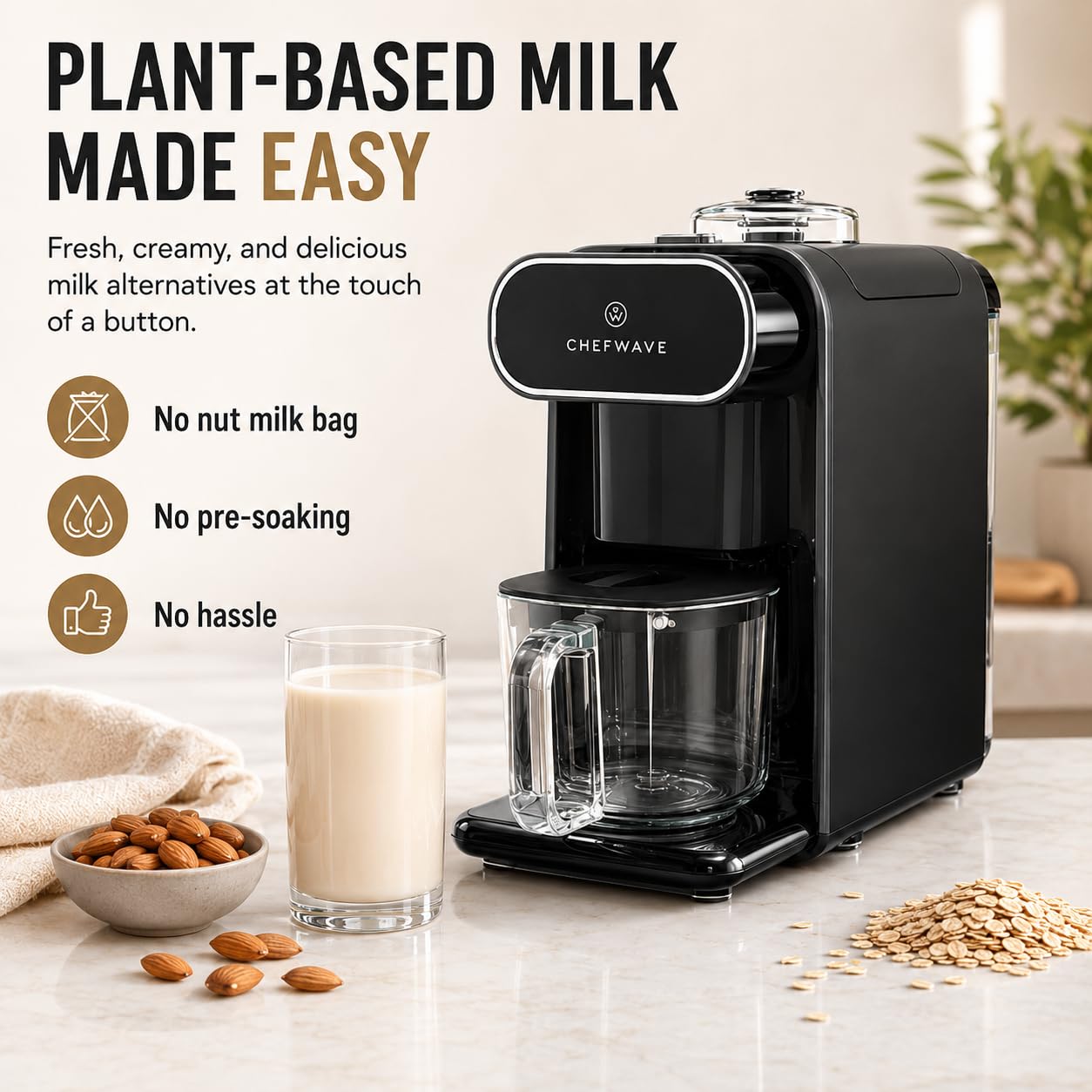 6-in-1 Plant-Based Milk Maker with Auto-Clean & Delay Start