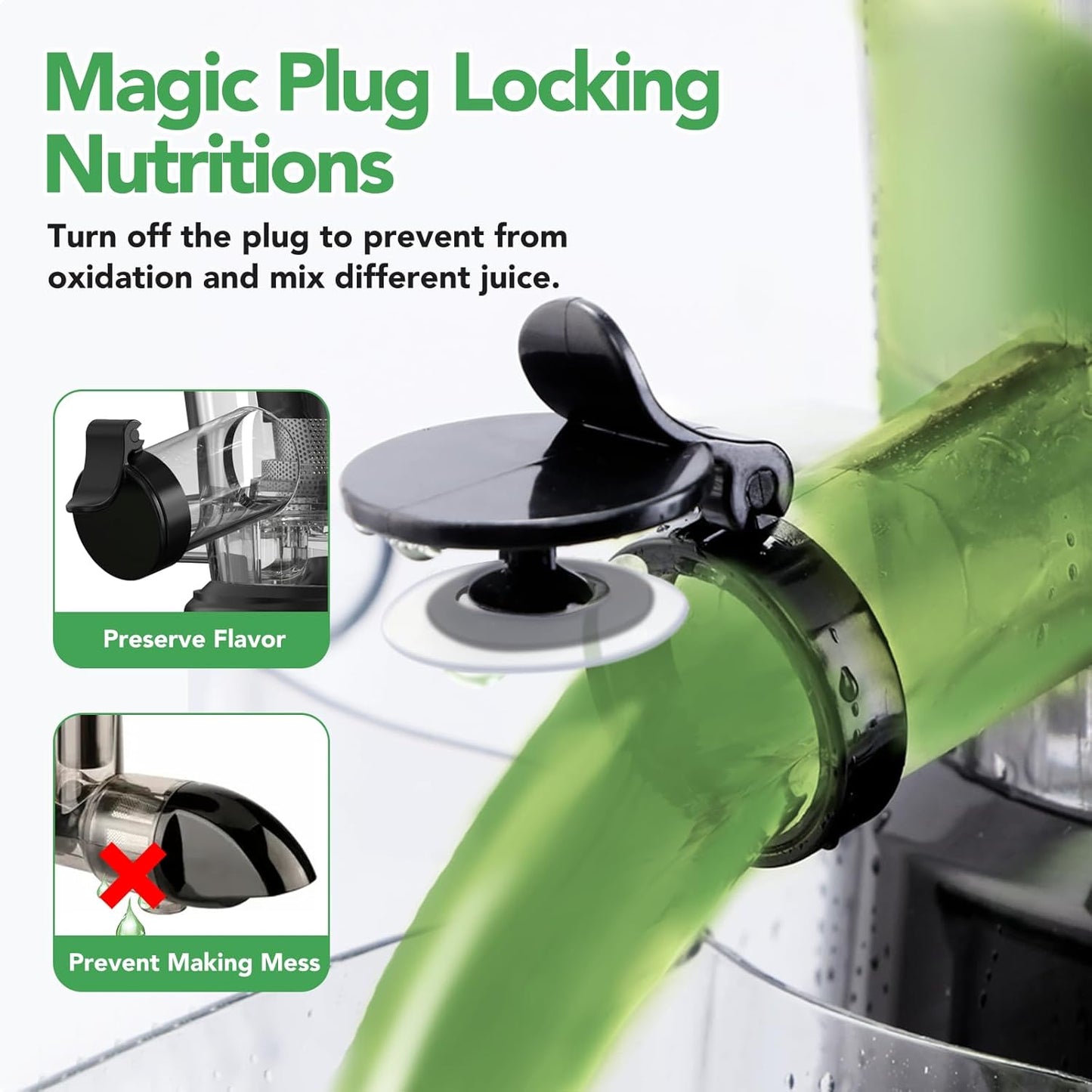 Cold Press Slow Masticating Juicer with Large Feed Chute & High Juice Yield