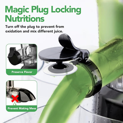 Cold Press Slow Masticating Juicer with Large Feed Chute & High Juice Yield