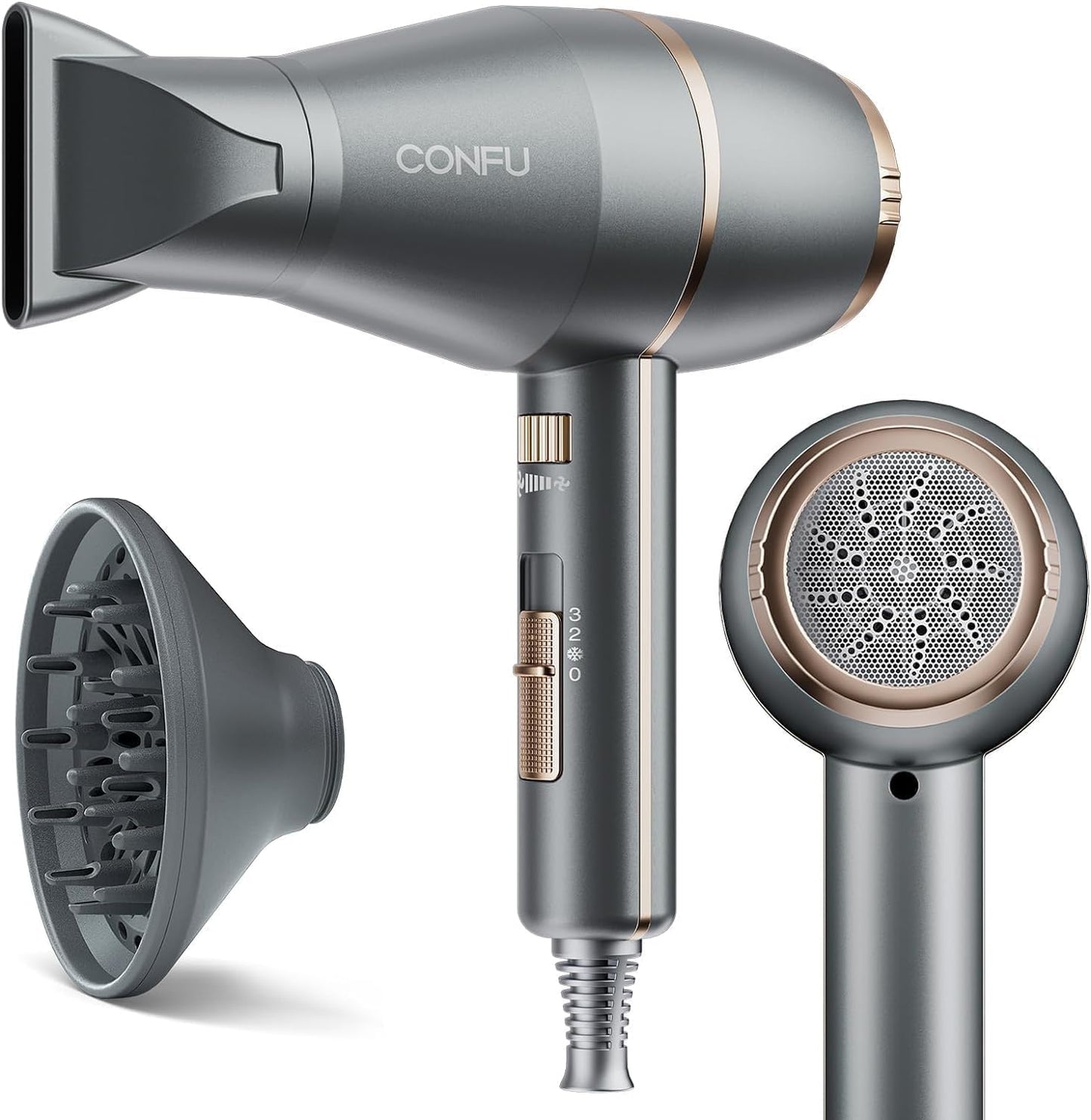 1875W Ionic Hair Dryer with Diffuser & Styling Attachments