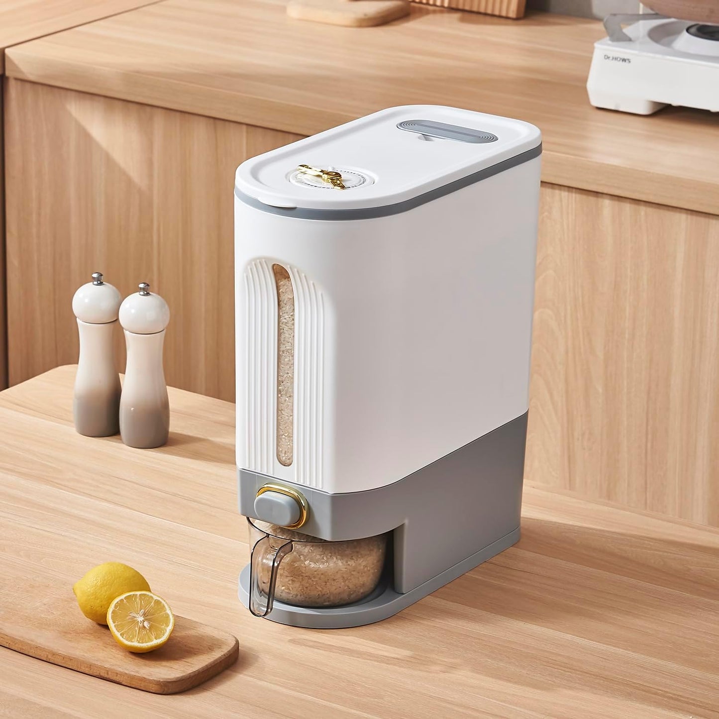 11 Lbs Rice Dispenser with Measuring Cup & Time Scale