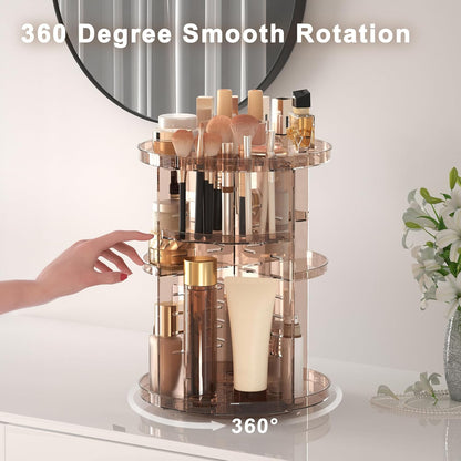 Rotating Makeup Organizer with Adjustable Trays