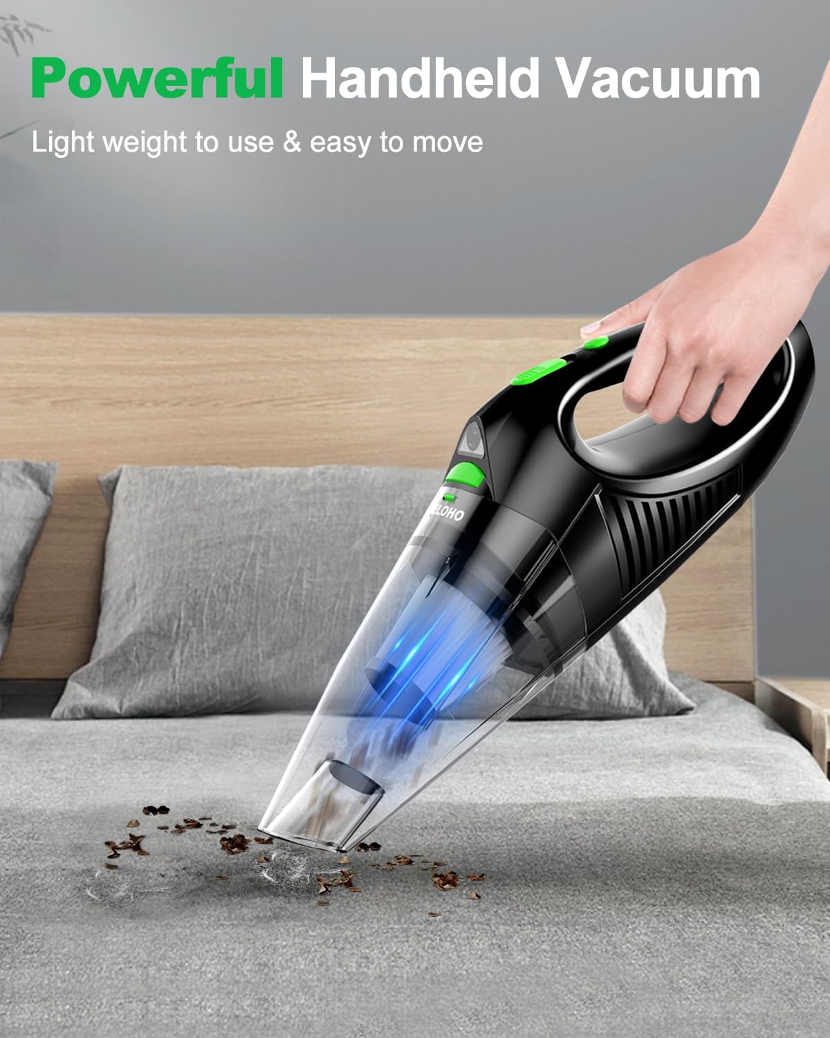 120W Cordless Handheld Vacuum Cleaner with LED Light & HEPA Filter