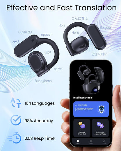 Open-Ear Bluetooth 5.3 Wireless Earbuds with 80-Hour Battery Life
