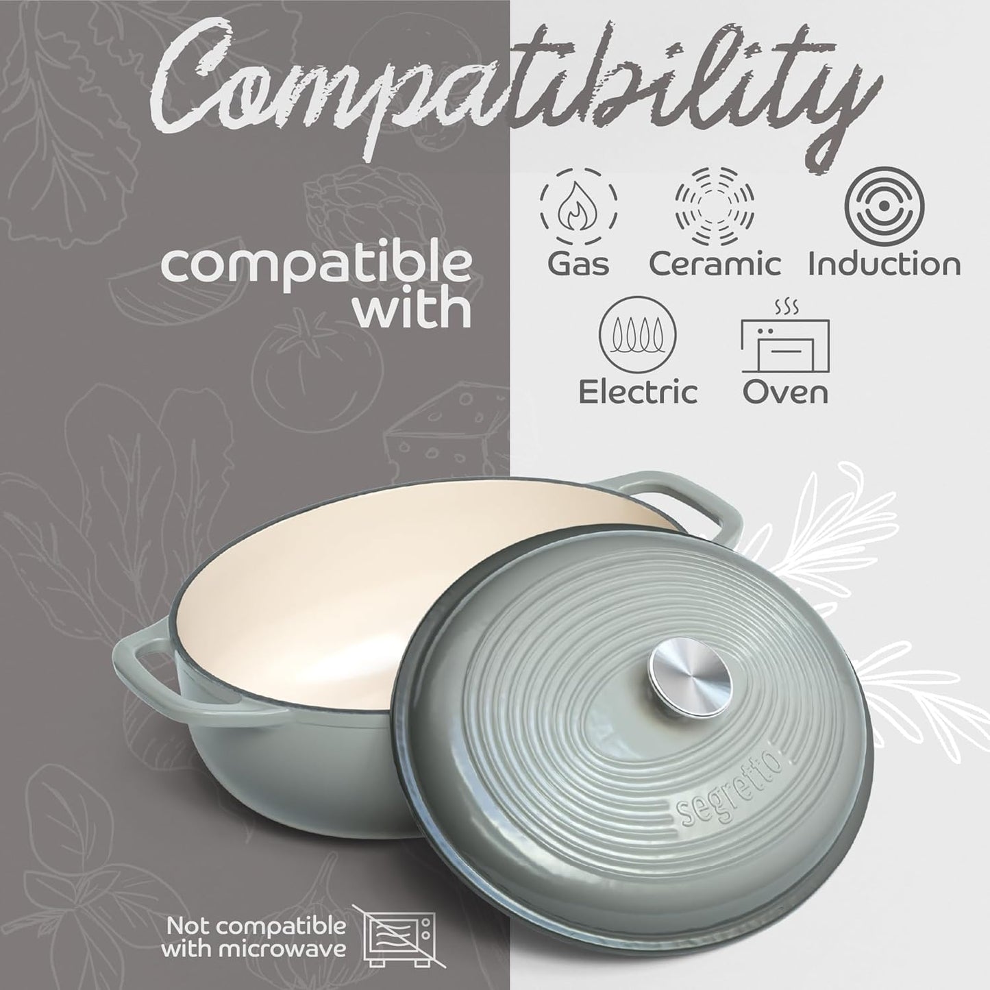 7 Qt Enameled Cast Iron Oval Dutch Oven with Lid