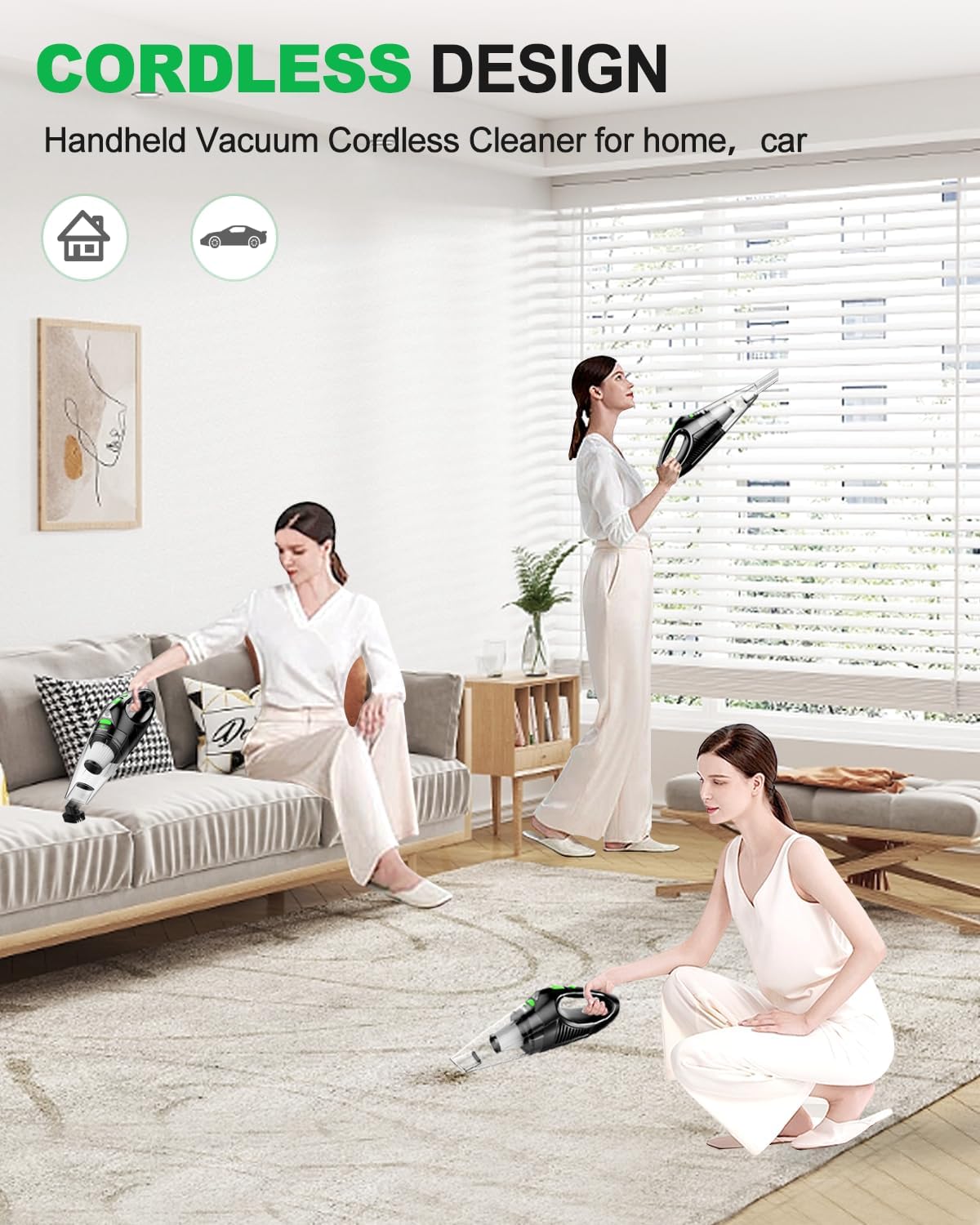 120W Cordless Handheld Vacuum Cleaner with LED Light & HEPA Filter