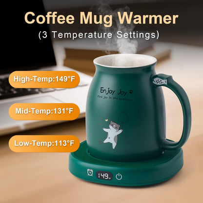 Coffee Mug Warmer Set with Cute Cat Mug & Auto Shut-Off