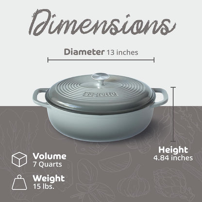 7 Qt Enameled Cast Iron Oval Dutch Oven with Lid