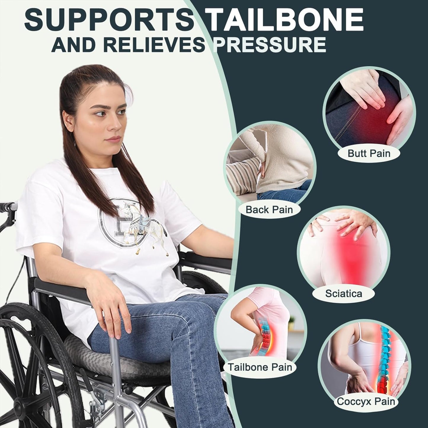 Ergonomic Donut Seat Cushion for Wheelchair & Office Chair