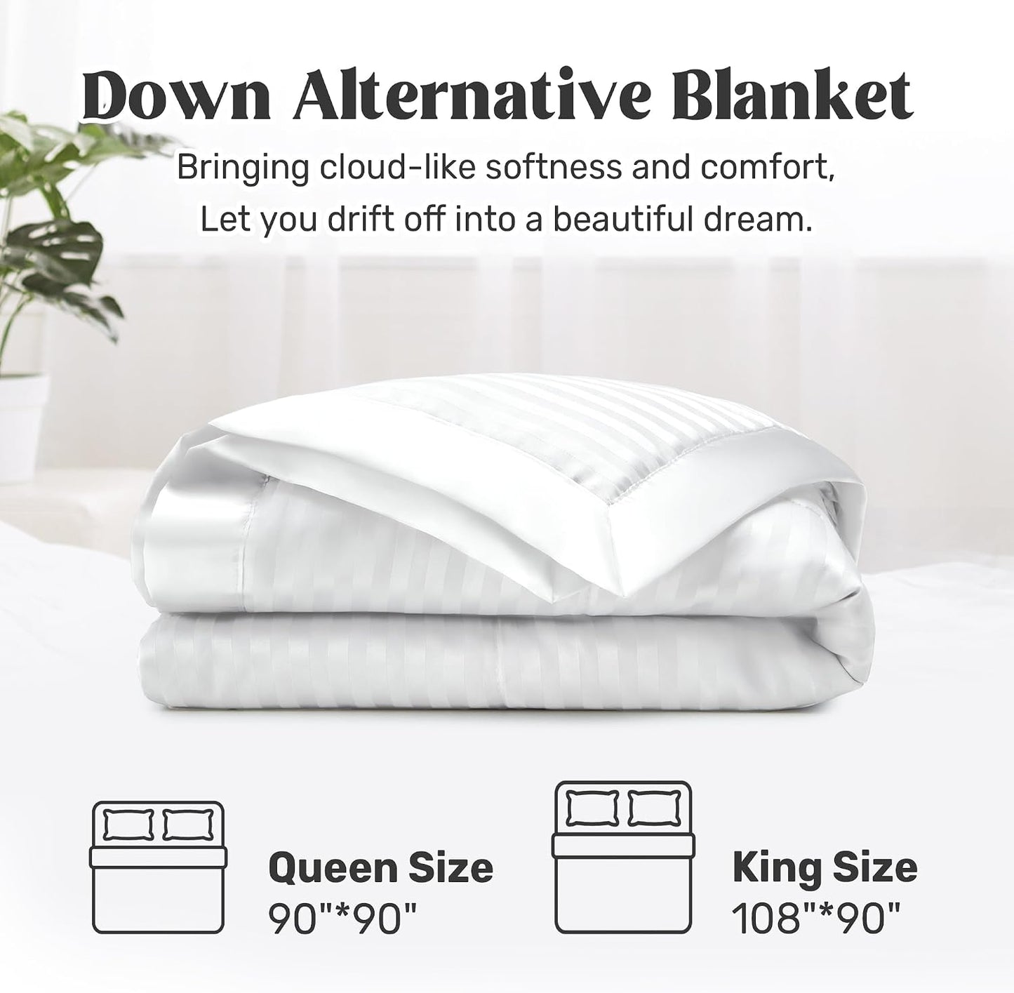 Queen Size Lightweight Down Alternative Blanket with Satin Trim