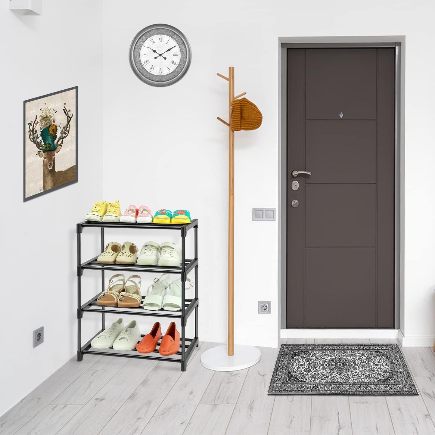 4-Tier Narrow Shoe Rack for Small Spaces