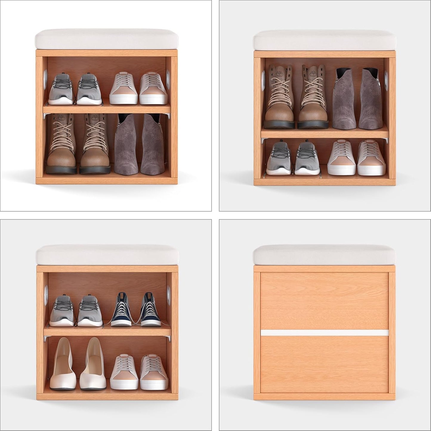 Small Entryway Shoe Bench with Cushion & Storage