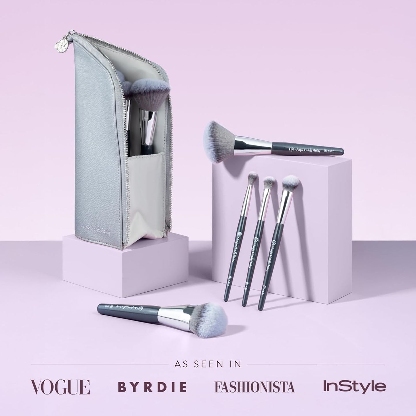 Travel Makeup Brush Set with Pouch for Face & Eye Makeup