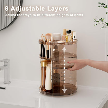 Rotating Makeup Organizer with Adjustable Trays