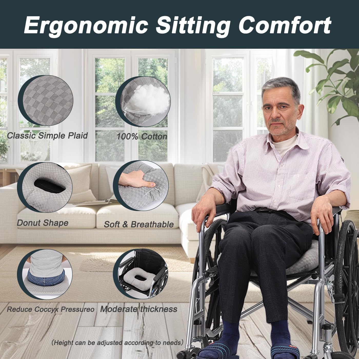 Ergonomic Donut Seat Cushion for Wheelchair & Office Chair