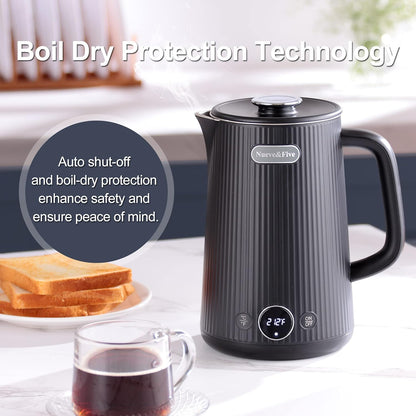1.7L Double Wall Stainless Steel Electric Kettle with Auto Shut-Off