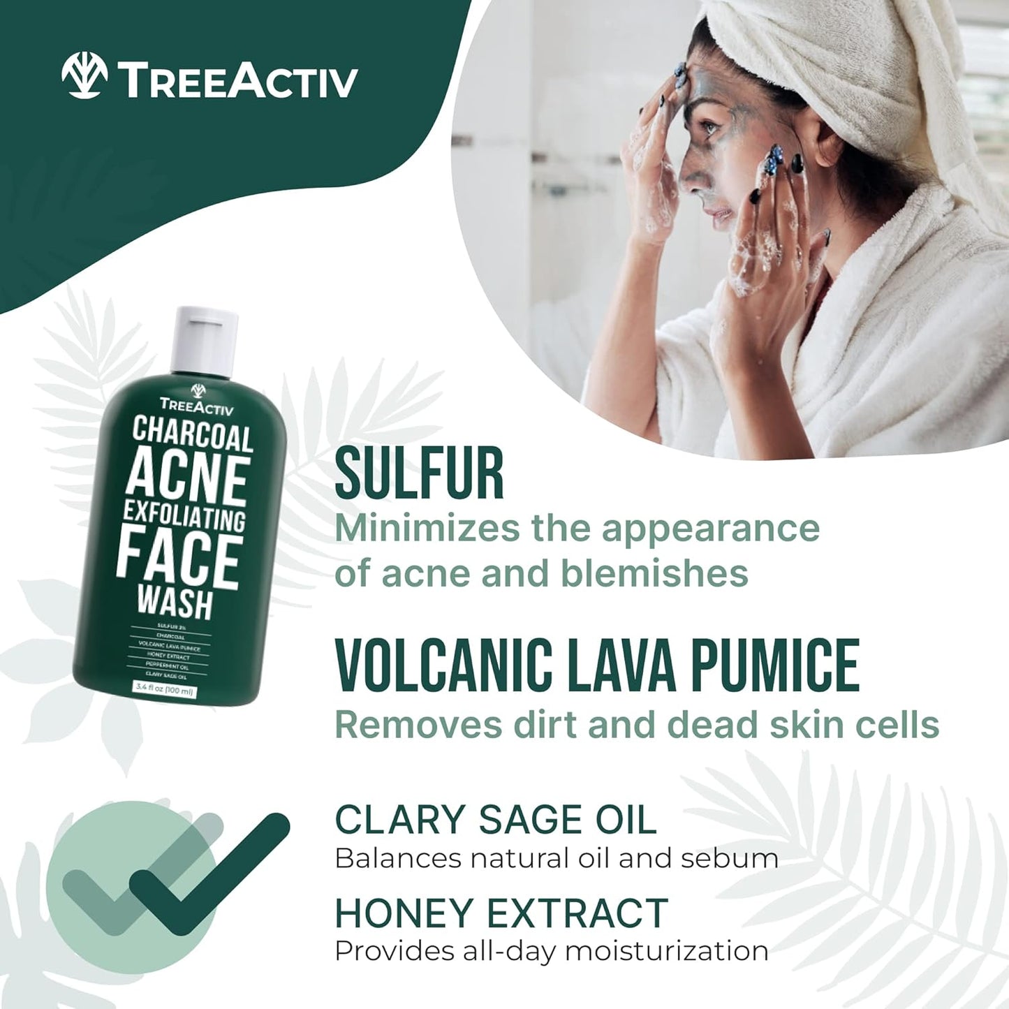 Charcoal & Sulfur Face Wash for Acne-Prone Skin