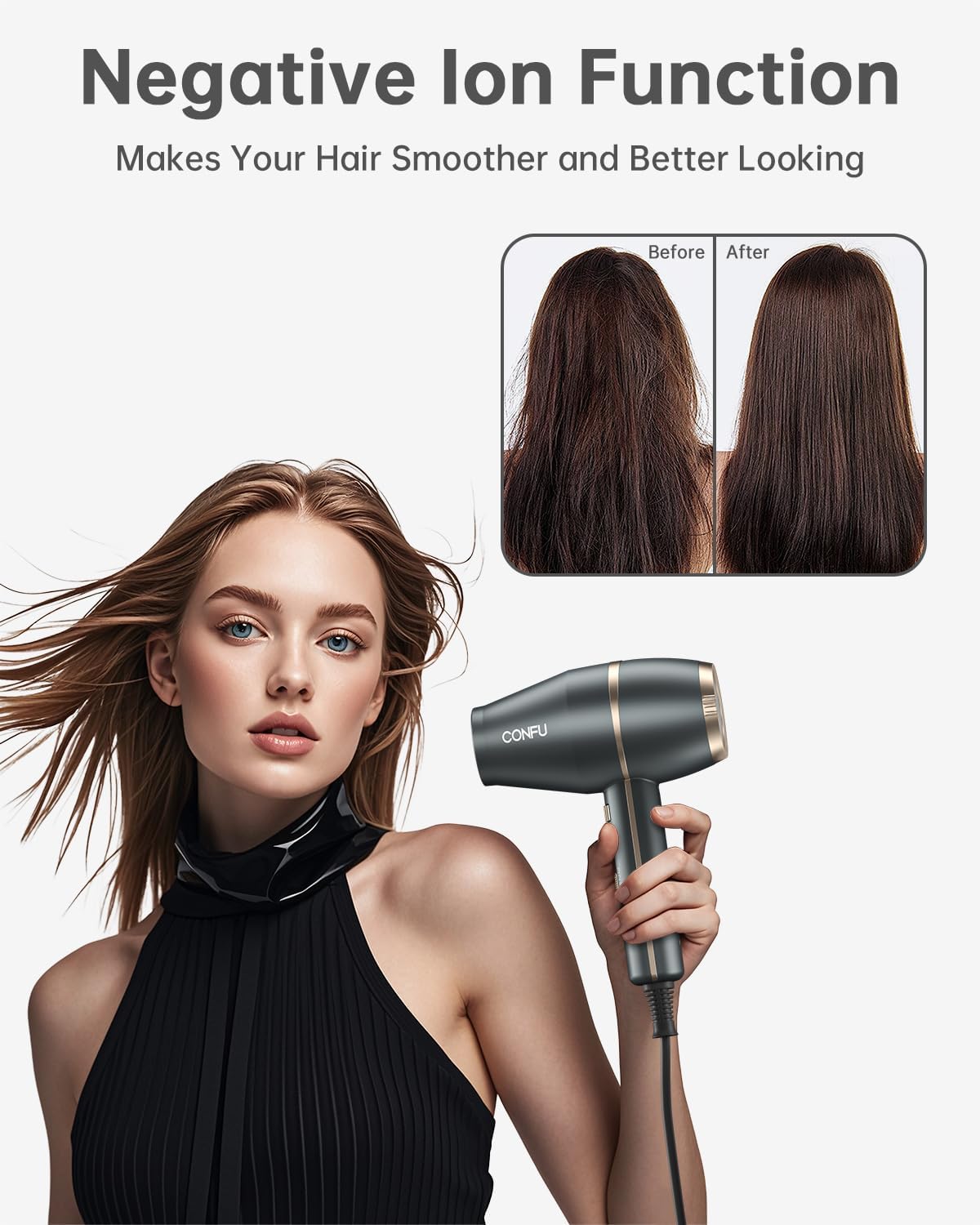 1875W Ionic Hair Dryer with Diffuser & Styling Attachments