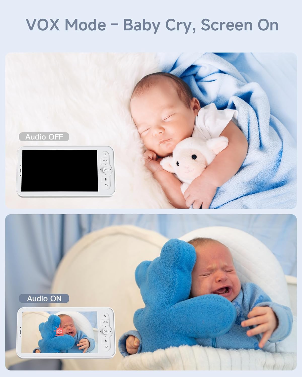 WiFi Baby Monitor with 5-Inch Display, Camera & Two-Way Audio