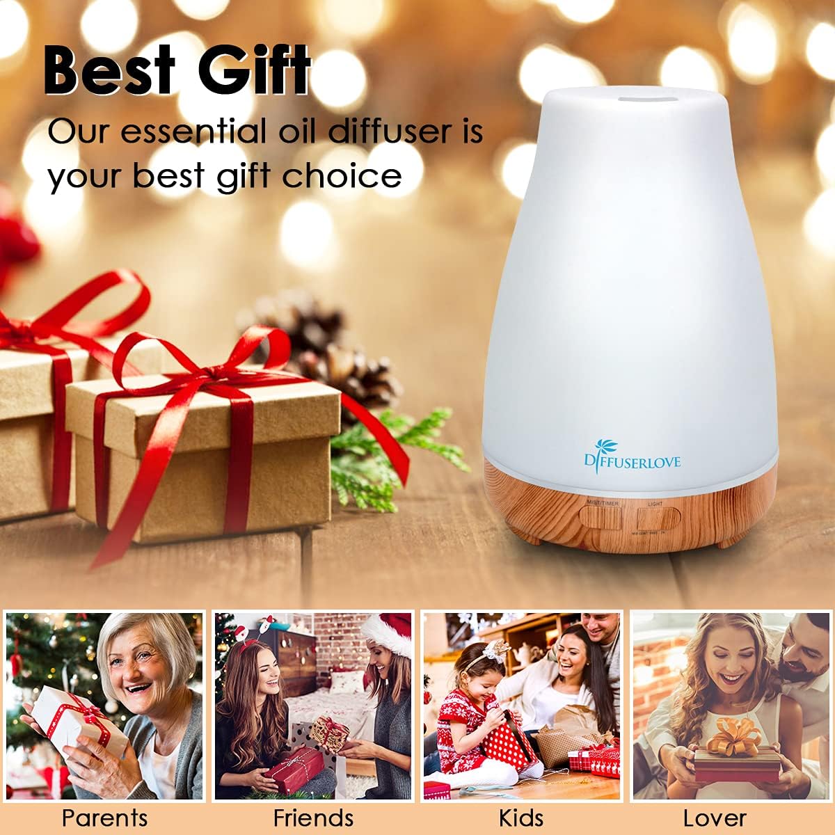 300ml Essential Oil Diffuser with Remote Control & 7-Color LED Light