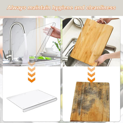 Clear Acrylic Cutting Board with Counter Lip & Non-Slip Base