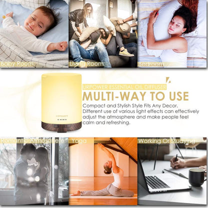 300ml Ultrasonic Essential Oil Diffuser with LED Night Light & Auto Shut-Off