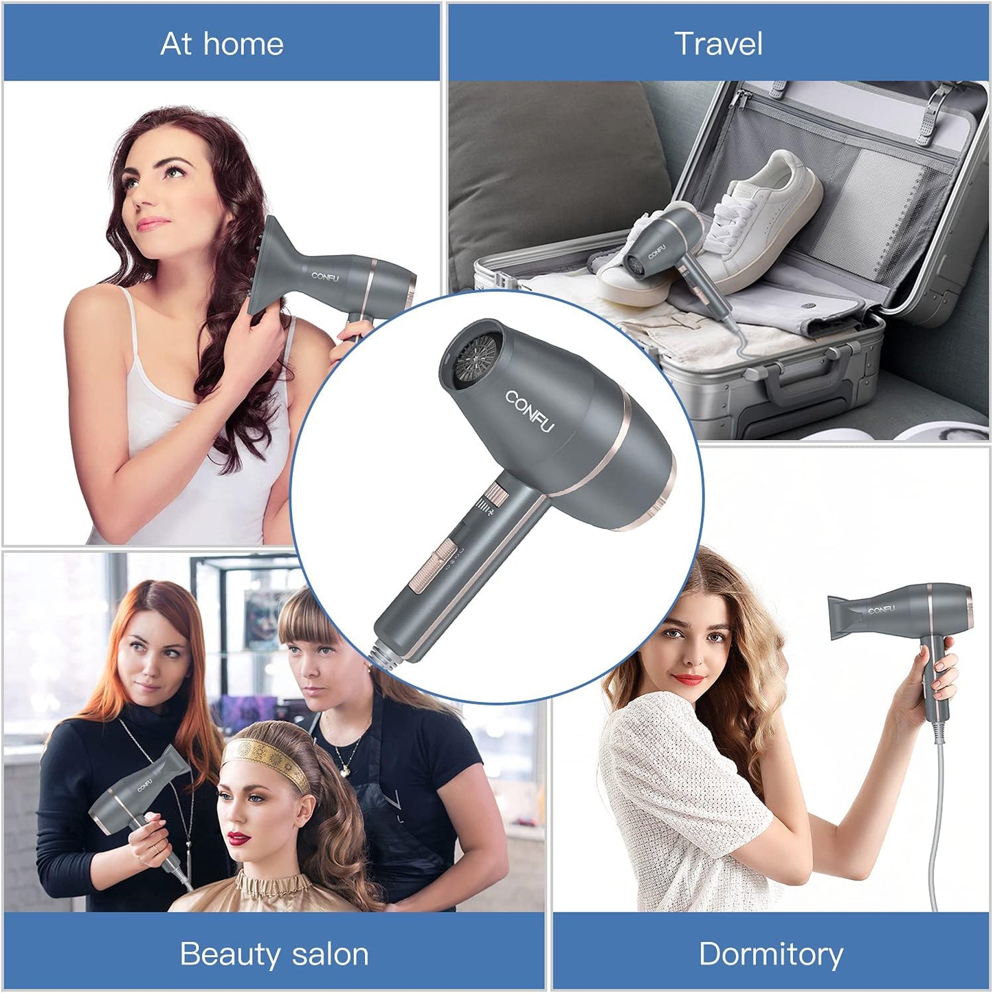1875W Ionic Hair Dryer with Diffuser & Styling Attachments