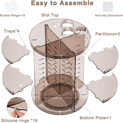 Rotating Makeup Organizer with Adjustable Trays