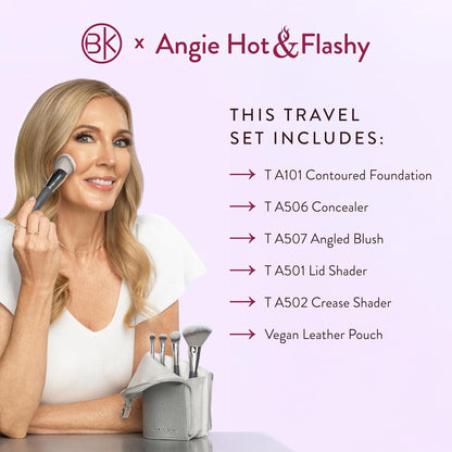 Travel Makeup Brush Set with Pouch for Face & Eye Makeup