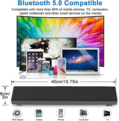 Portable Bluetooth Sound Bar with 3D Surround Sound & Remote Control