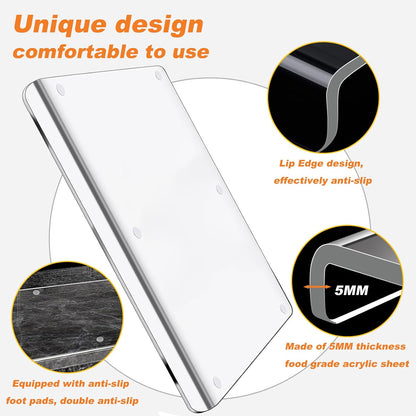 Clear Acrylic Cutting Board with Counter Lip & Non-Slip Base